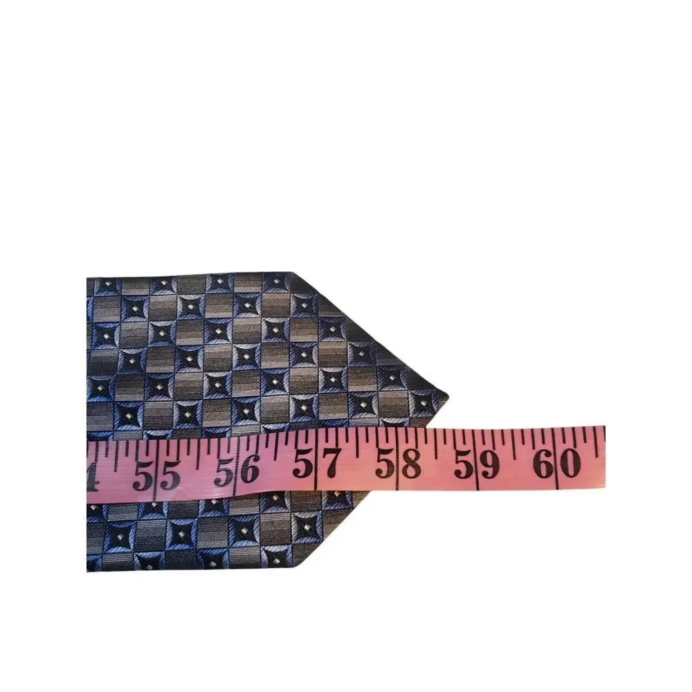 Joseph & Feiss Mens‎ Tie Necktie Designer Luxury Silver Blue Black Geometric